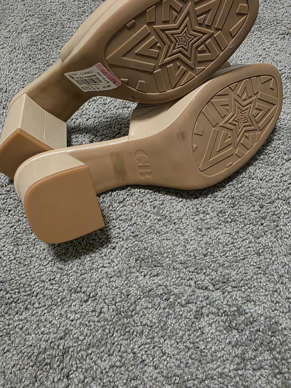 Gianni Bini Beige Slide Block Heel Mules - Picture 5 of 7